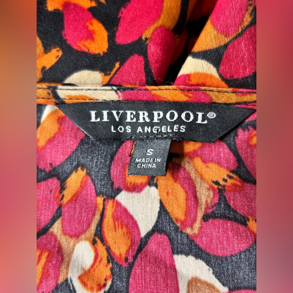 Liverpool Multicolor Leaf Pattern Blouse Size Sma… - image 4